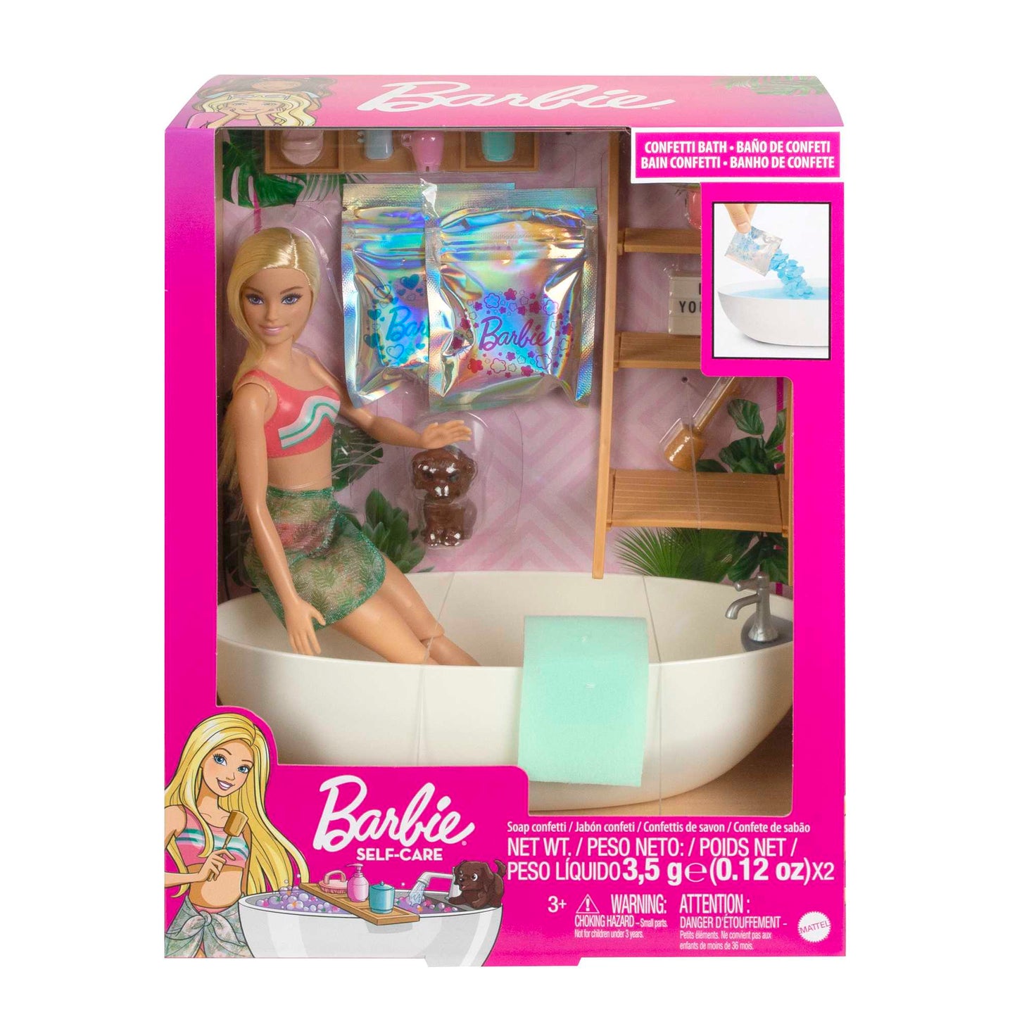 Barbie Coffret de Jeu Bain Confetti et Poupée Blonde